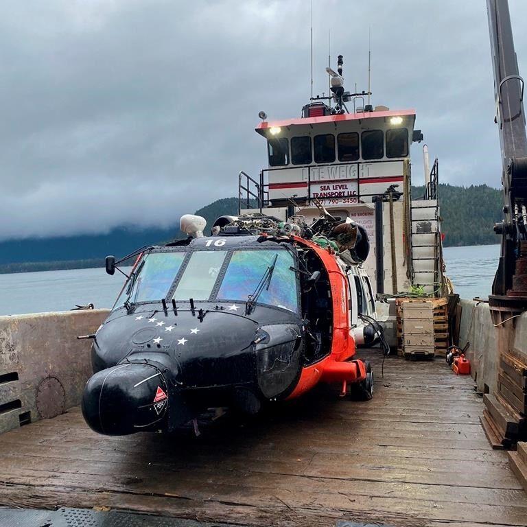 US Coast Guard helicopter that crashed during rescue mission in Alaska is recovered